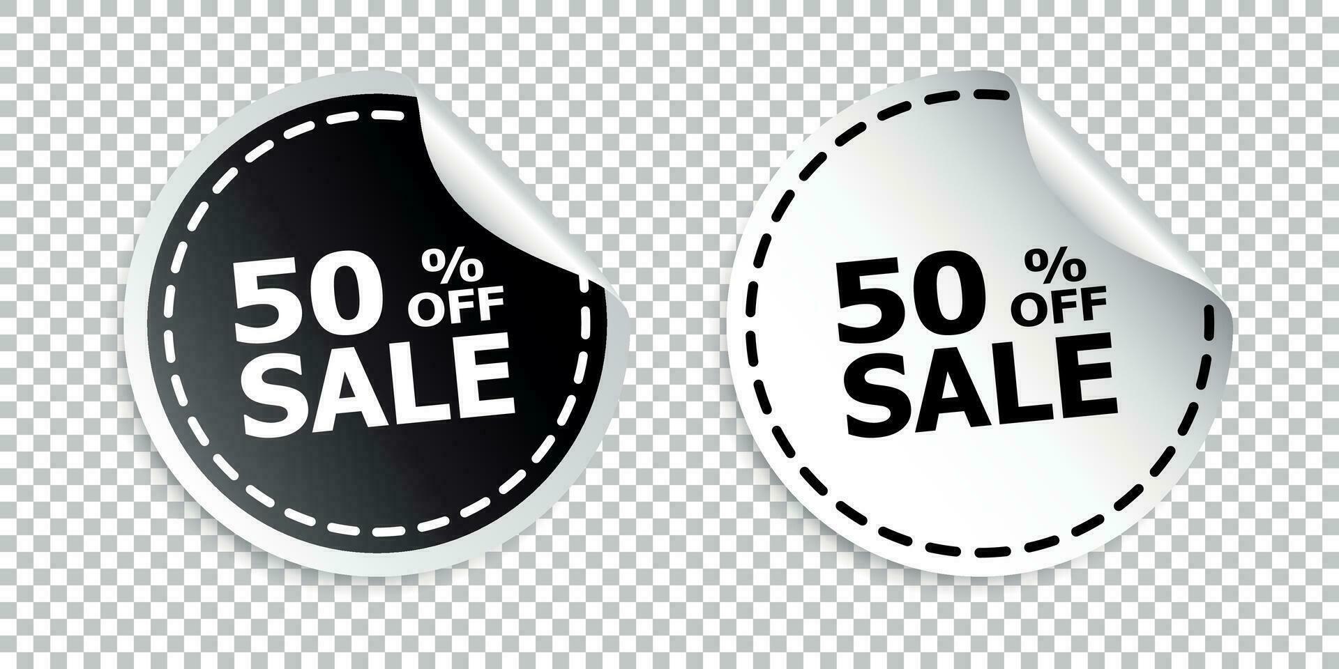 Sale sticker. Sale up to 50 percents. Black and white vector illustration.