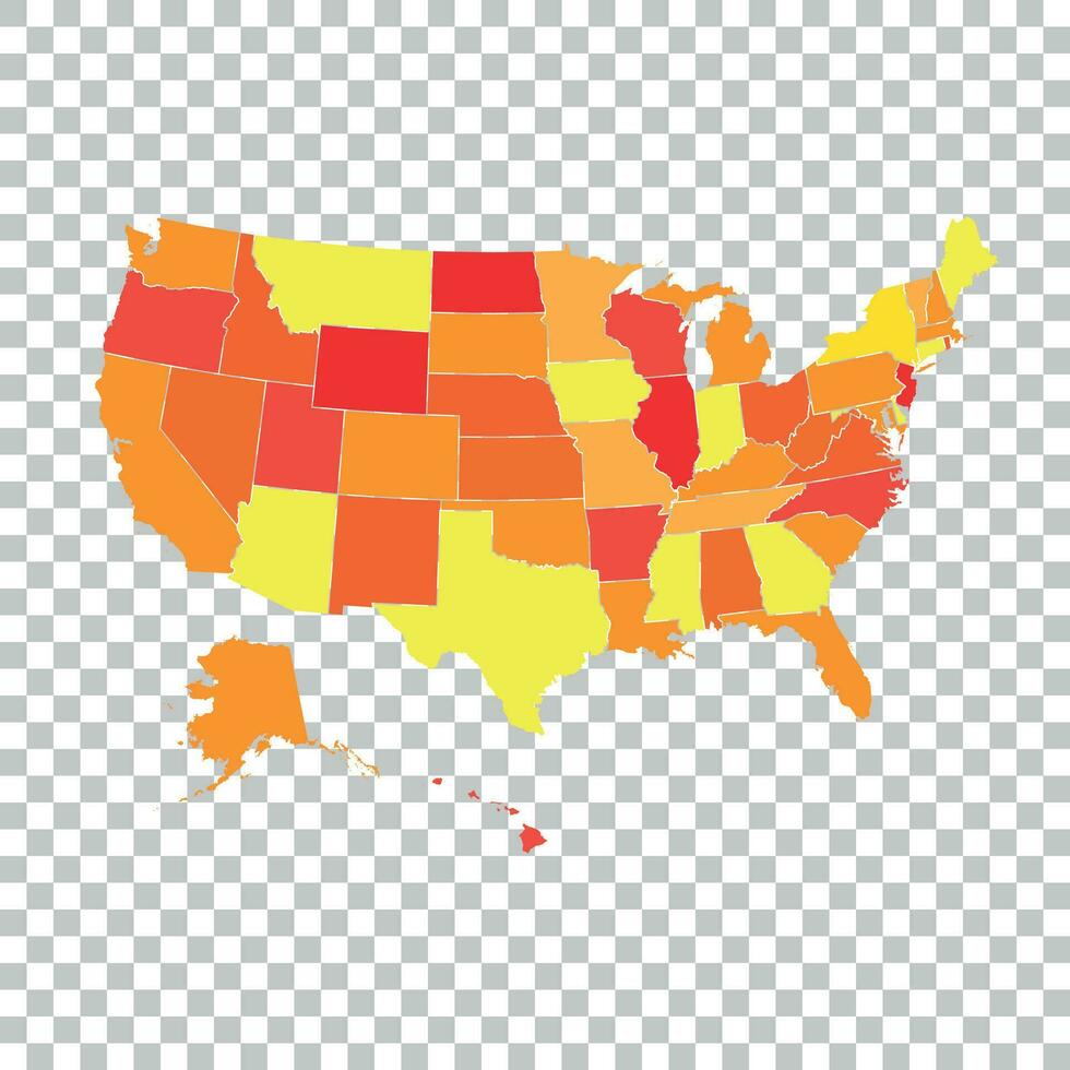High detailed USA map with federal states. Vector illustration United states of America.