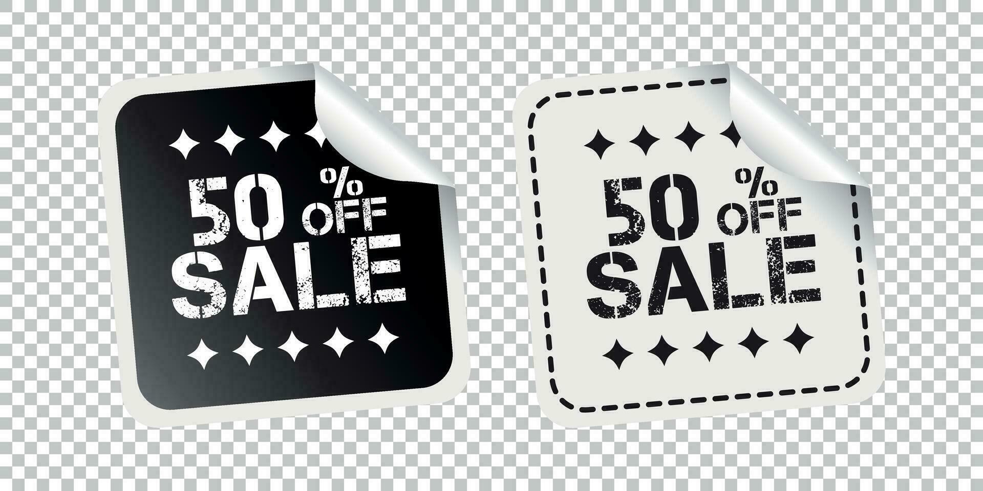 Sale sticker. Sale up to 50 percents. Black and white vector illustration.