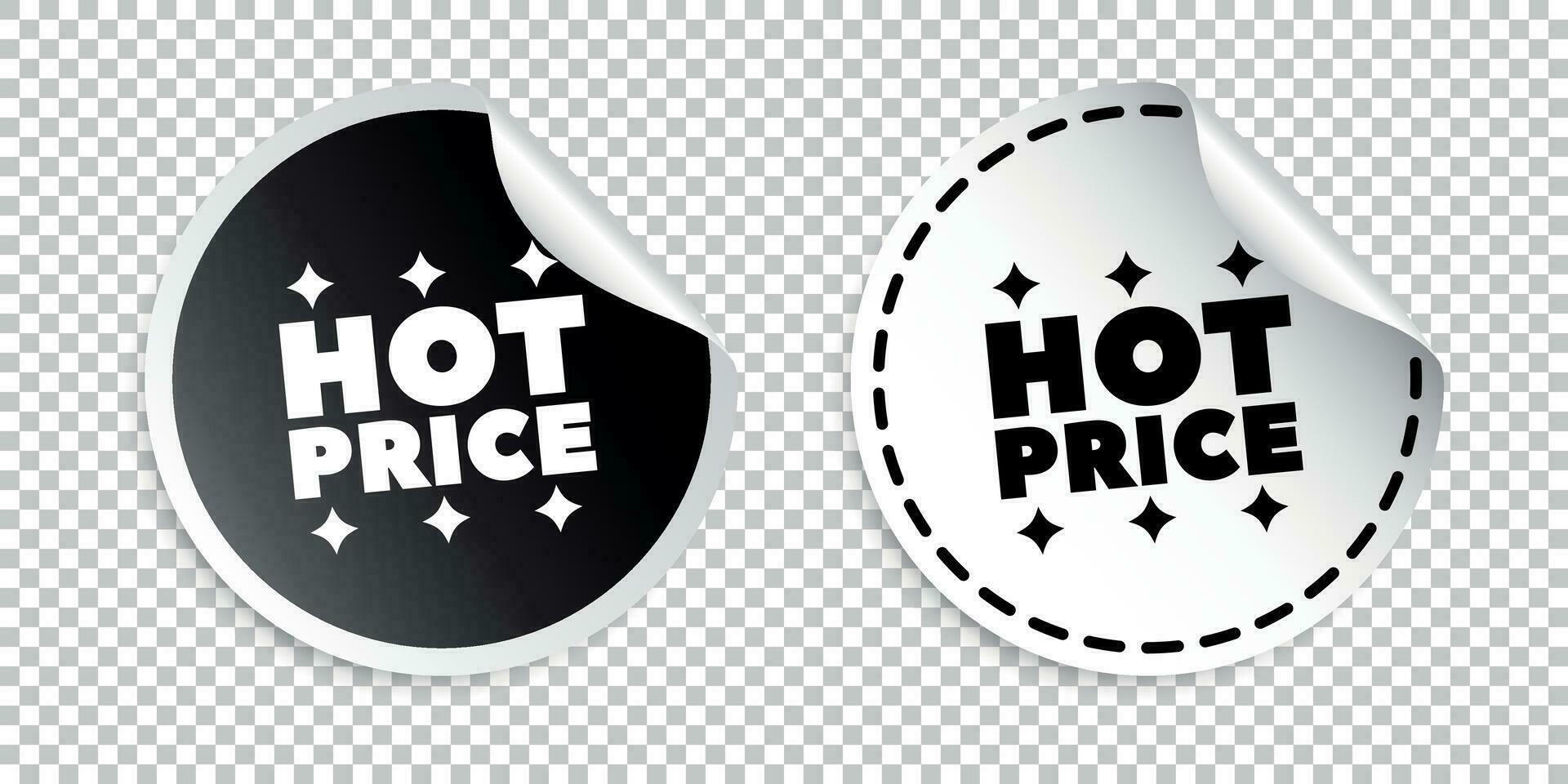 Hot price sticker. Black and white vector illustration.