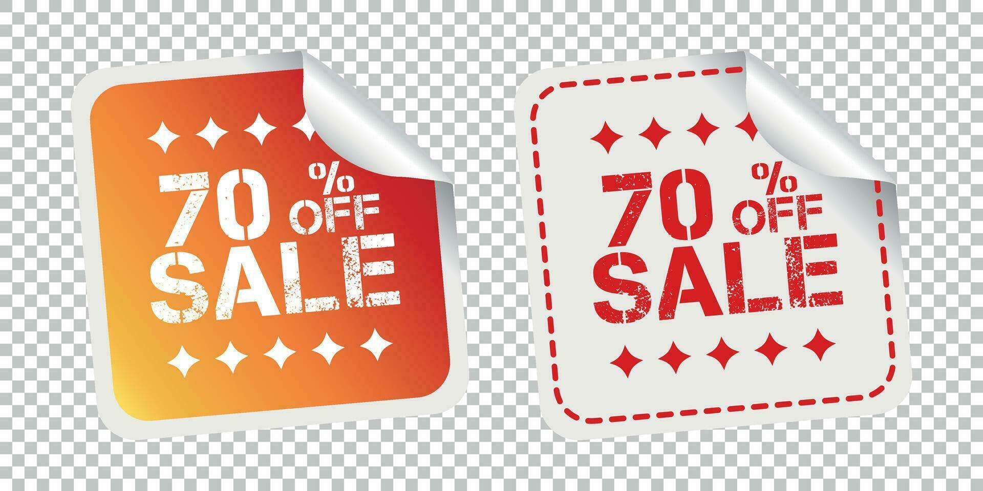 Sale stickers 70 percent off. Vector illustration on isolated background.