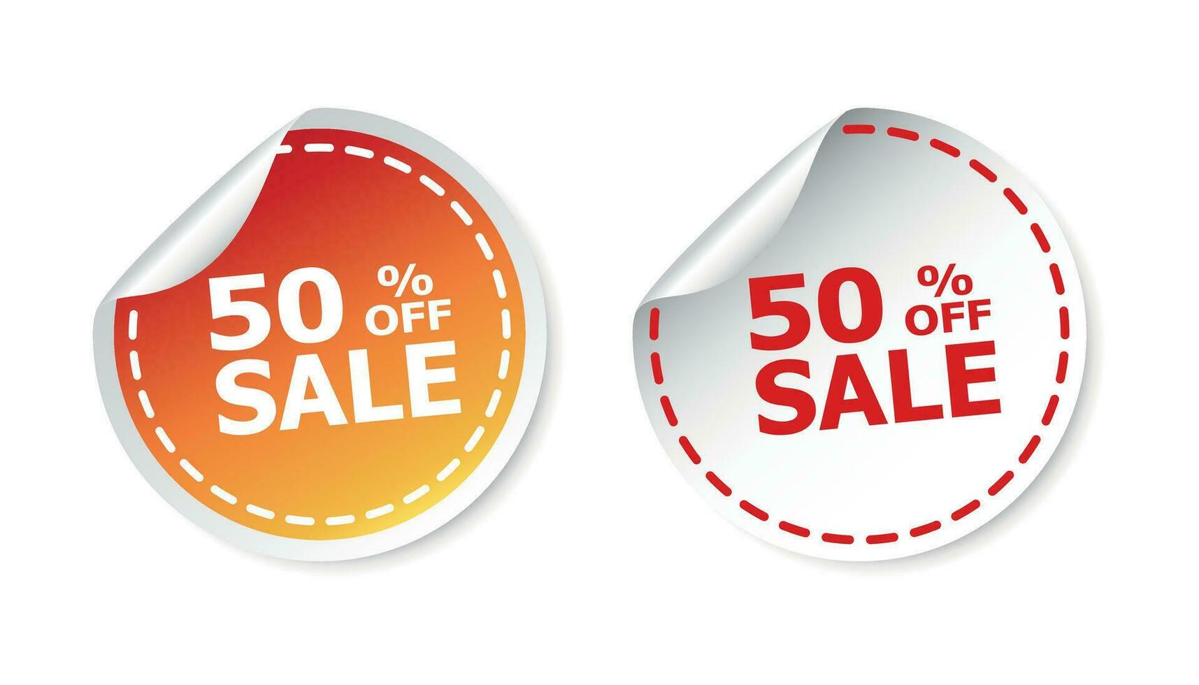 Sale stickers 50 percent off. Vector illustration on white background.