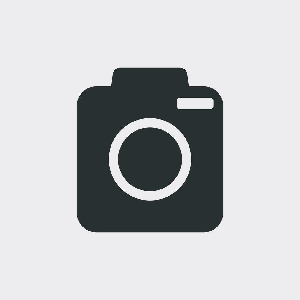 Camera icon on white background. Flat vector illustration.