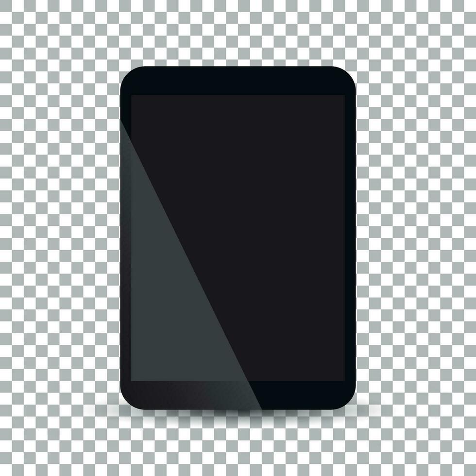 Tablet with black screen flat icon. Computer vector illustration on isolated background.