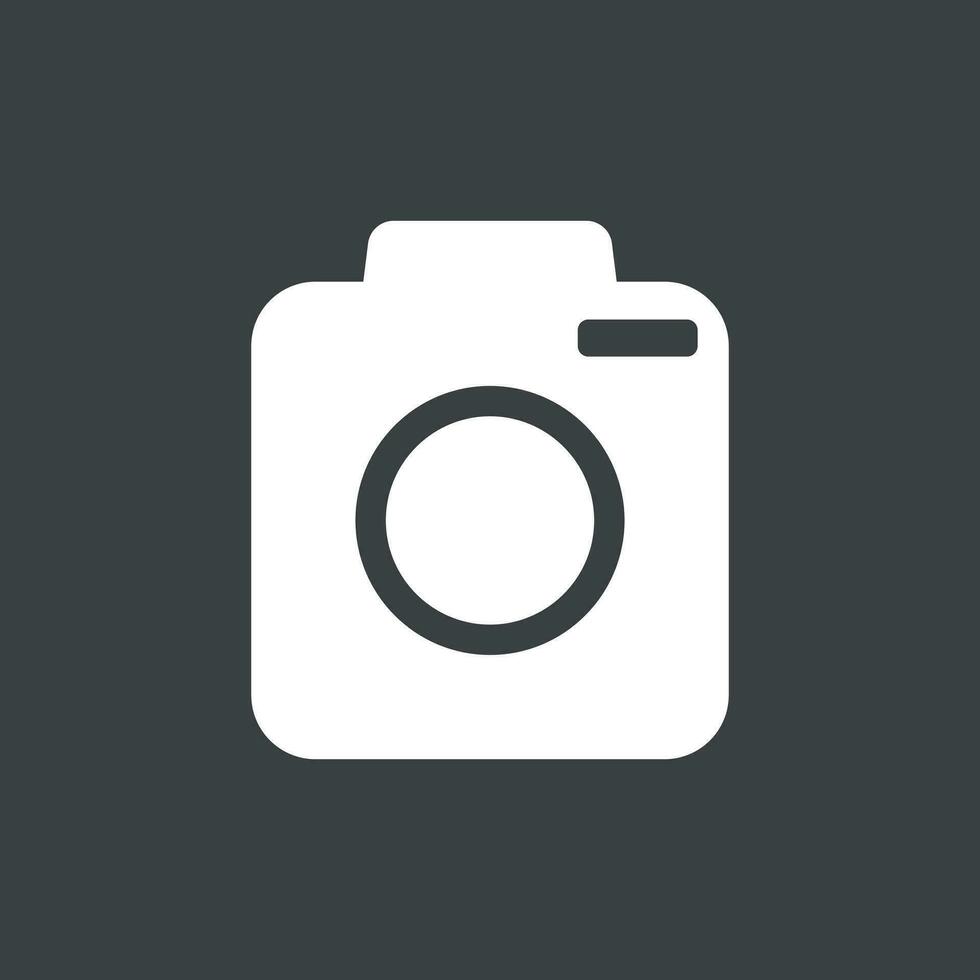 Camera icon on black background. Flat vector illustration.