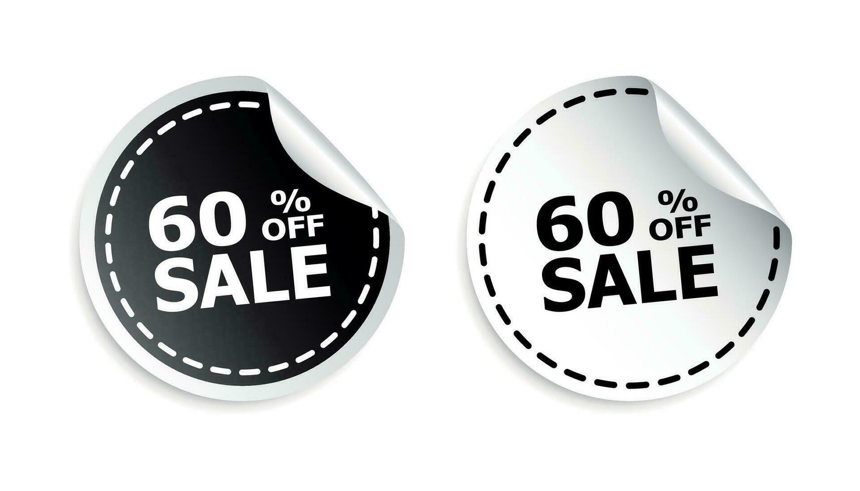 Sale sticker. Sale up to 60 percents. Black and white vector illustration.