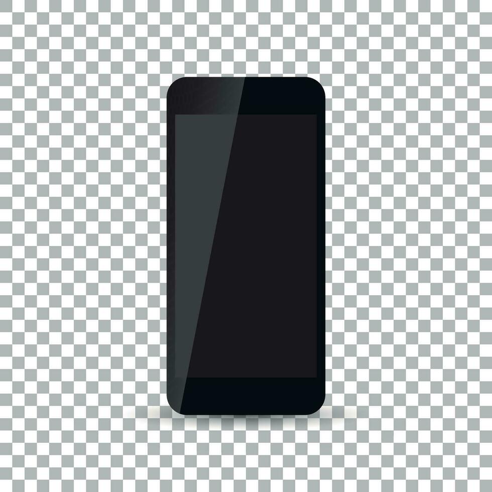 Black realistic smartphone icon on isolated background. Modern simple flat telephone. Vector illustration.
