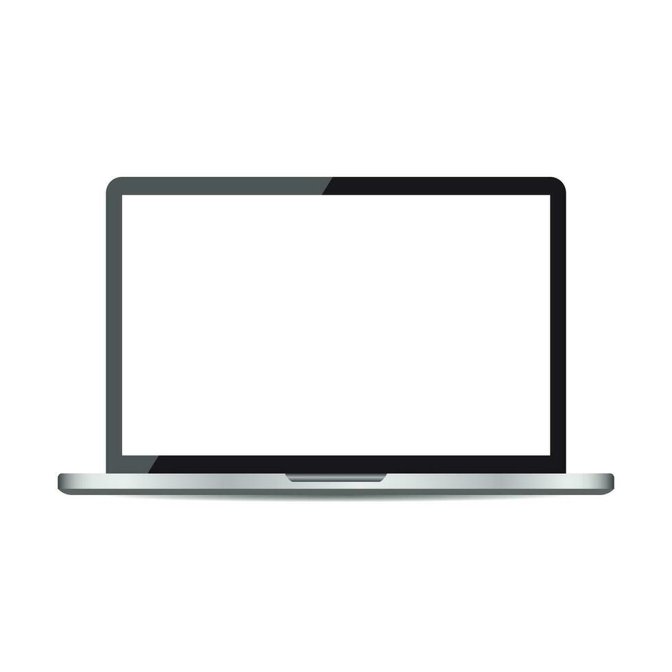 Laptop with white screen flat icon. Computer vector illustration on white background.