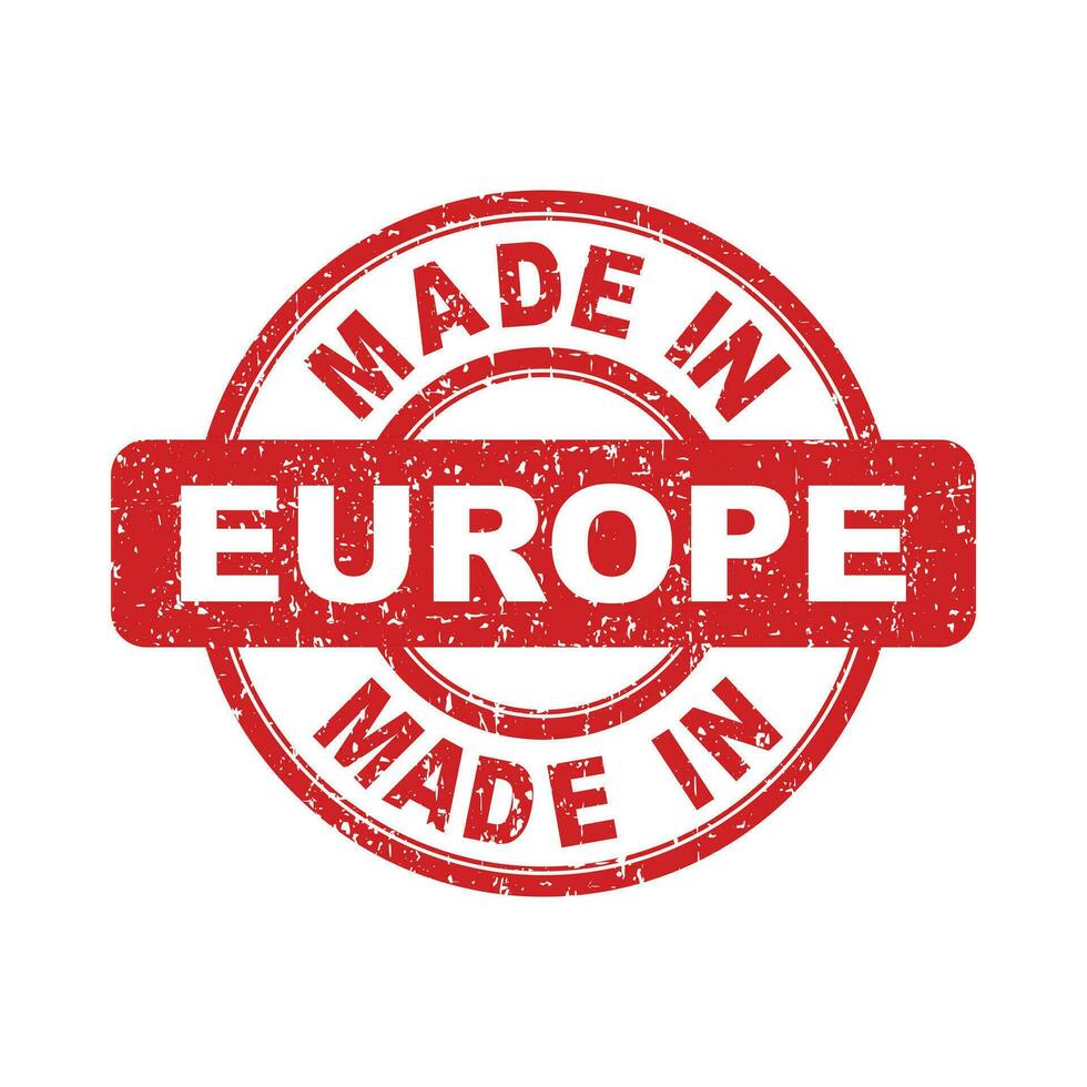 Made in Europe red stamp. Vector illustration on white background