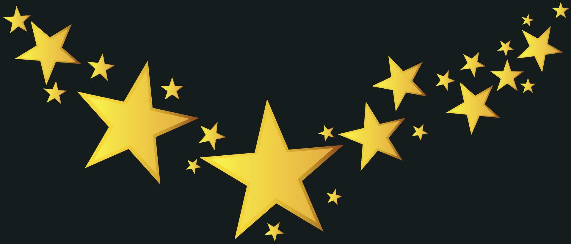 Abstract falling star vector. Illustration with golden christmas stars on black background vector