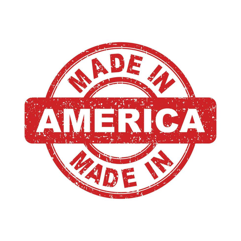 Made in America red stamp. Vector illustration on white background