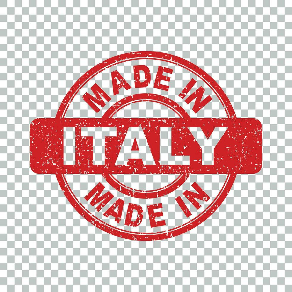 Made in Italy red stamp. Vector illustration on isolated background