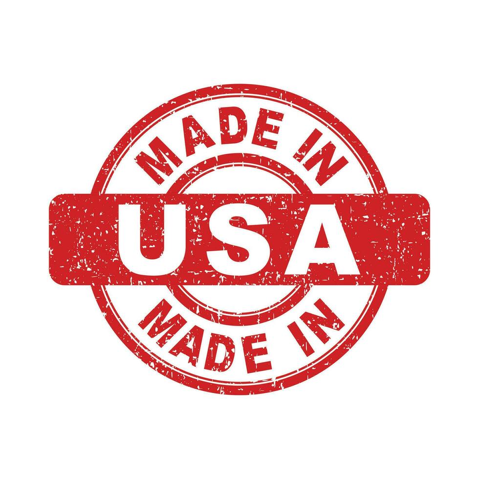 Made in USA red stamp. Vector illustration on white background