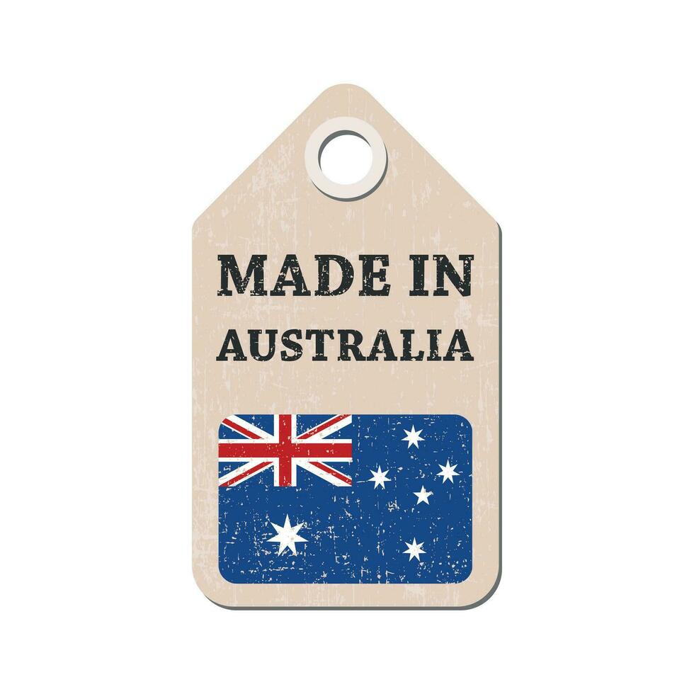 Hang tag made in Australia with flag. Vector illustration