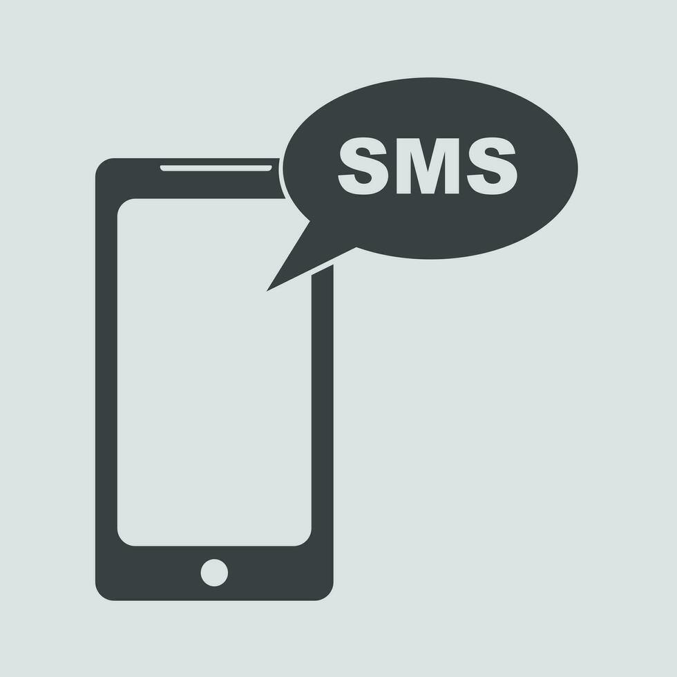 Flat smartphone icon. Sms message vector