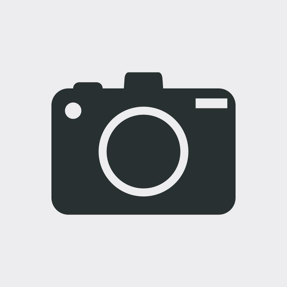 Camera icon on white background. Flat vector illustration.