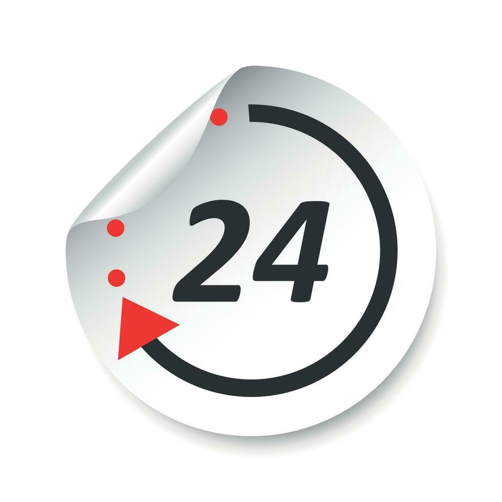 24 Hours sticker label. Vector illustration.