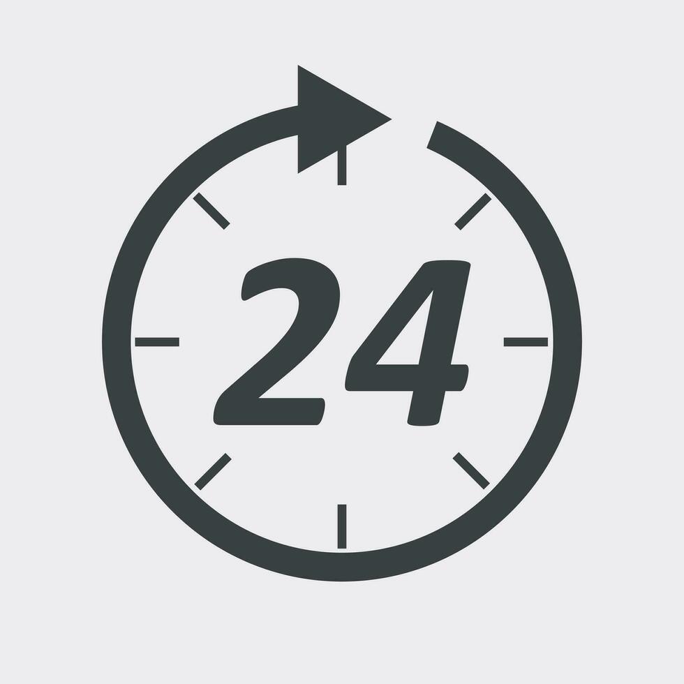 Time icon. Flat vector illustration 24 hours on white background.
