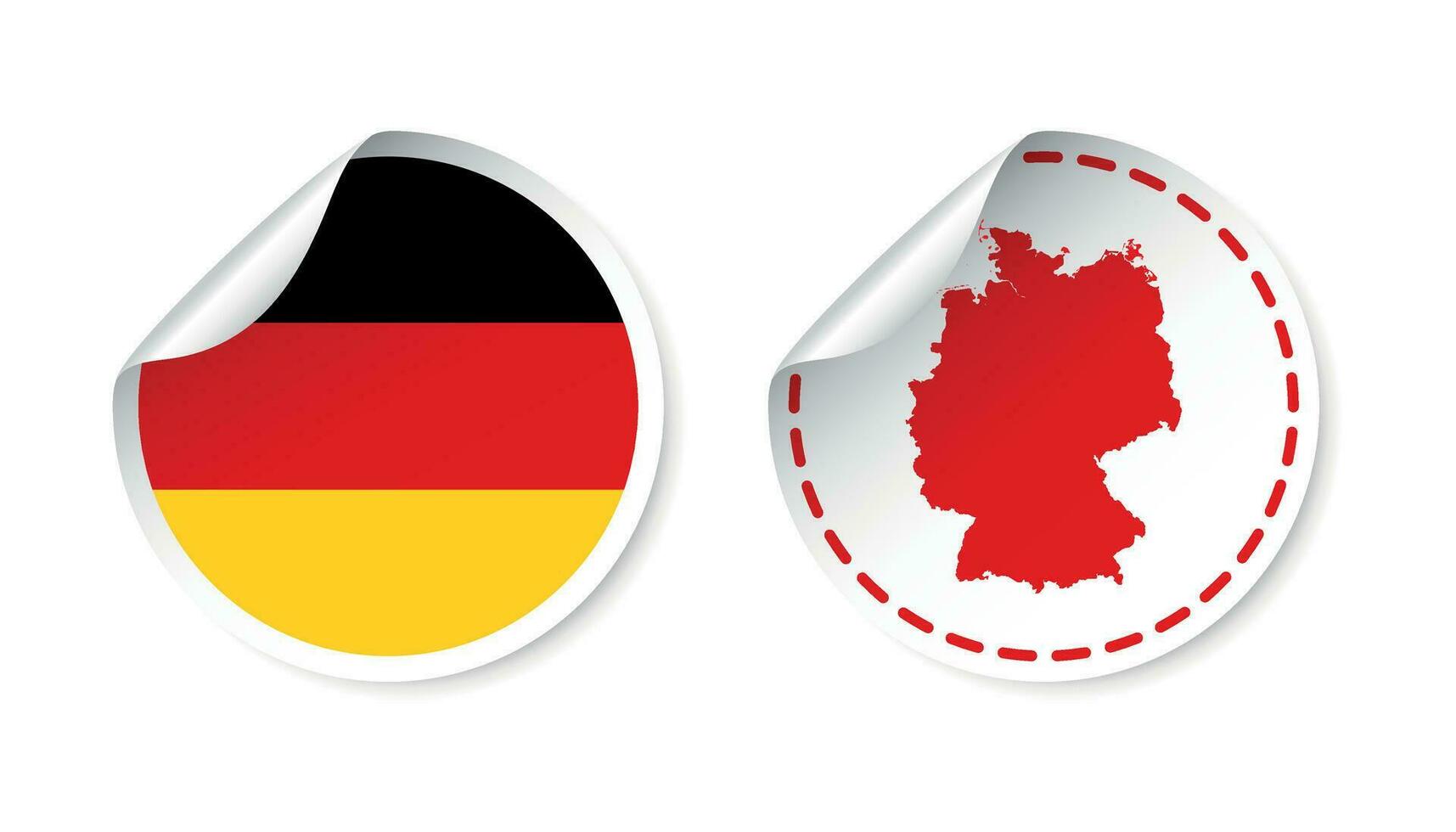 Germany sticker with flag and map. Label, round tag with country. Vector illustration on white background.