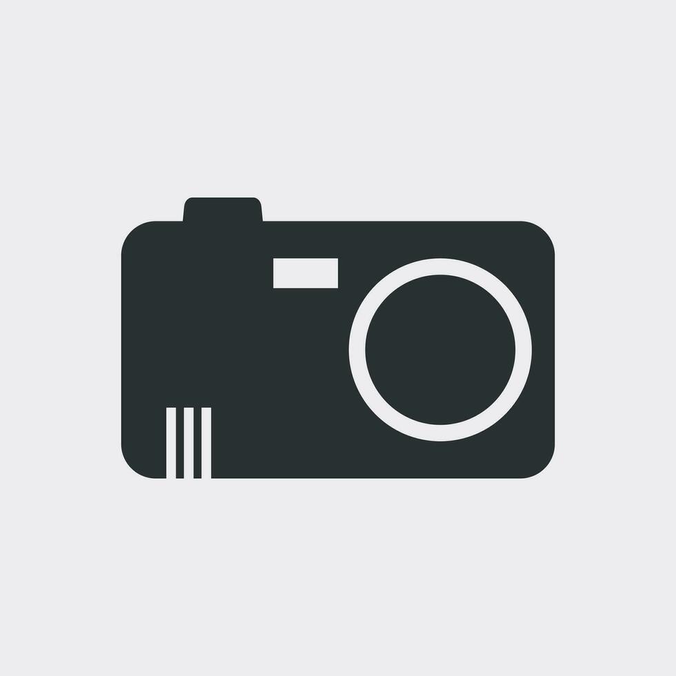 Camera icon on white background. Flat vector illustration.