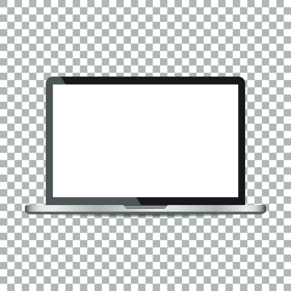 Laptop with white screen flat icon. Computer vector illustration on isolated background.