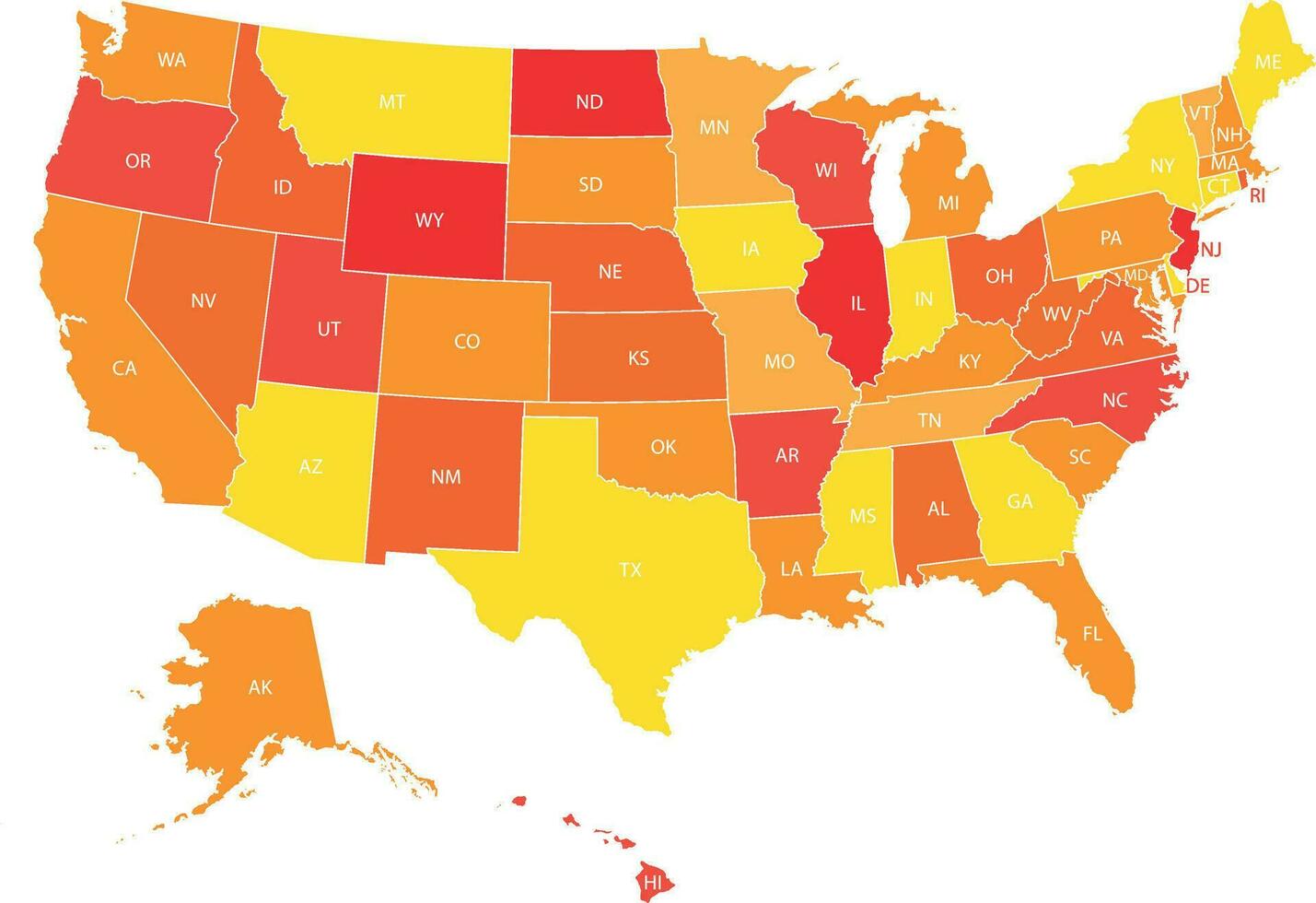 USA map with federal states. Vector illustration United states of America.