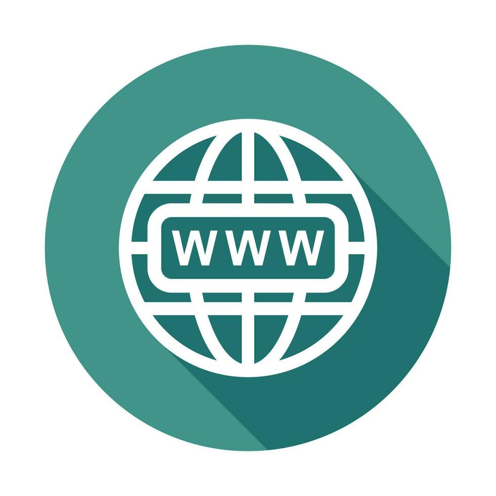 Go to web icon. Internet flat vector illustration for website on round background with shadow.
