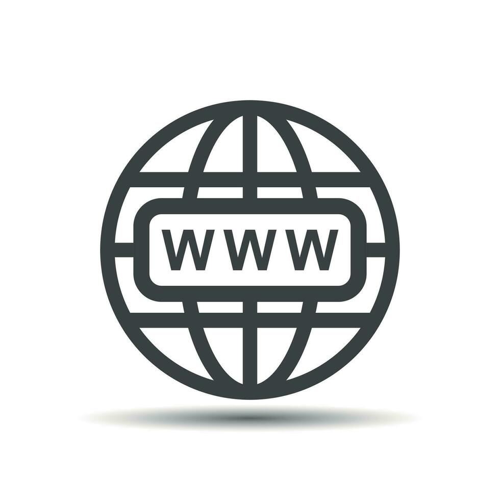 Go to web icon. Internet flat vector illustration for website on white background with shadow.