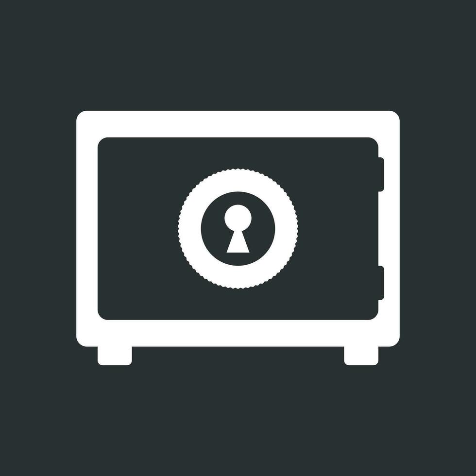 Money safe icon. Vector illustration in flat style on black background.