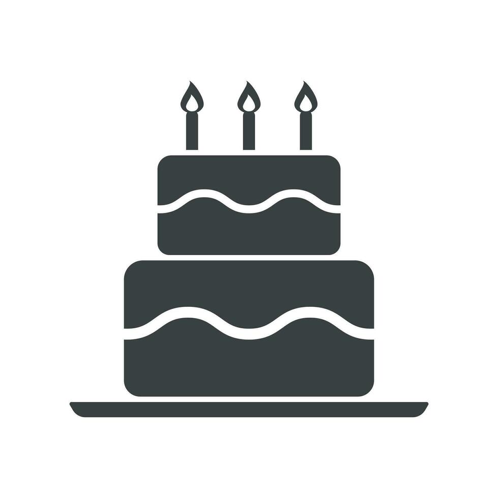 Birthday cake flat icon. Fresh pie muffin on white background vector