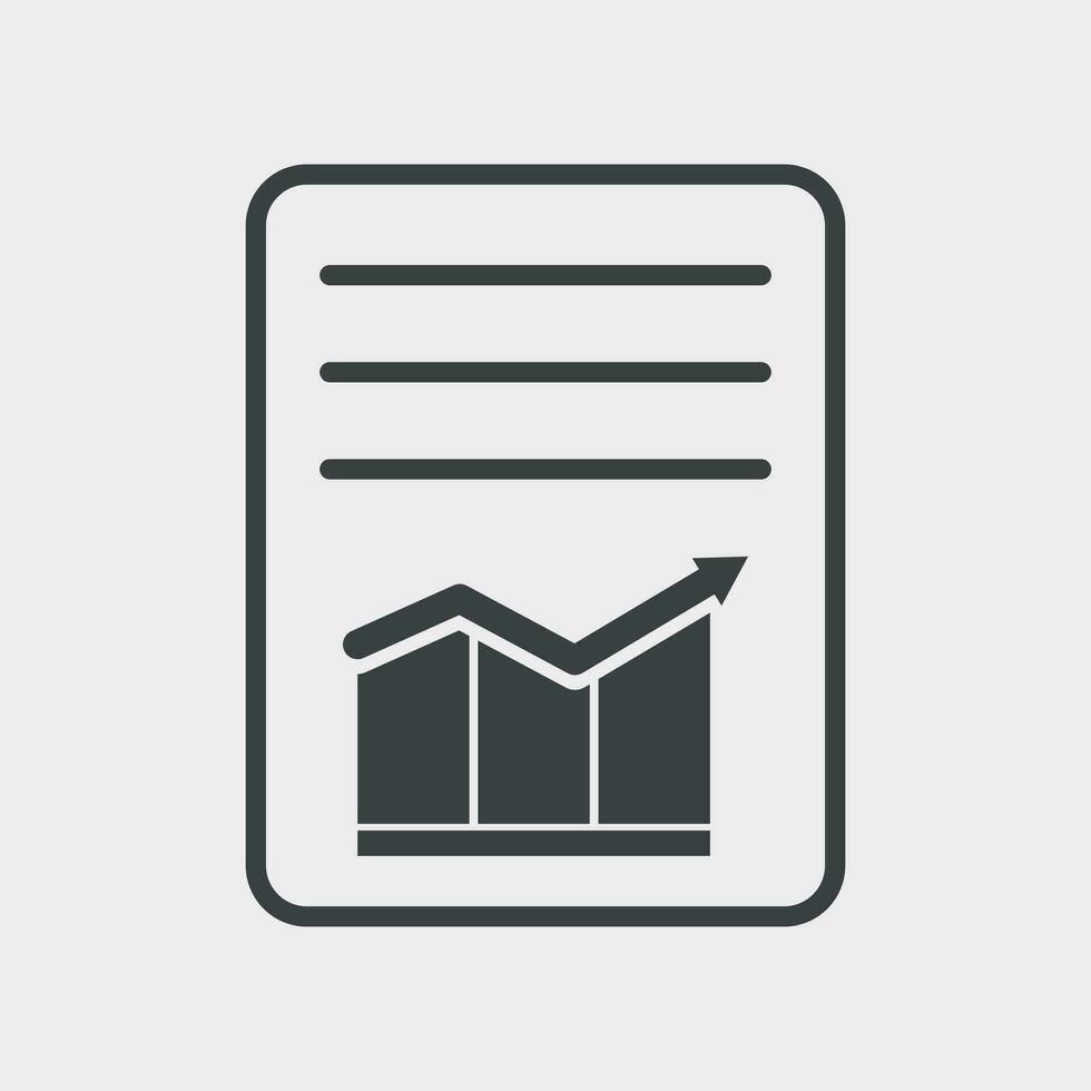 Document with chart symbol. Flat vector illustration