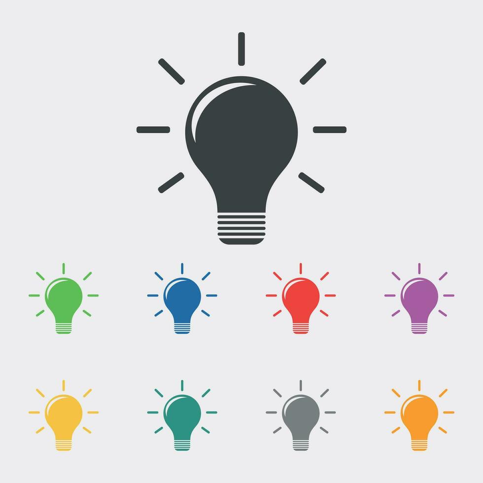 Lamp sign icon. Idea flat vector