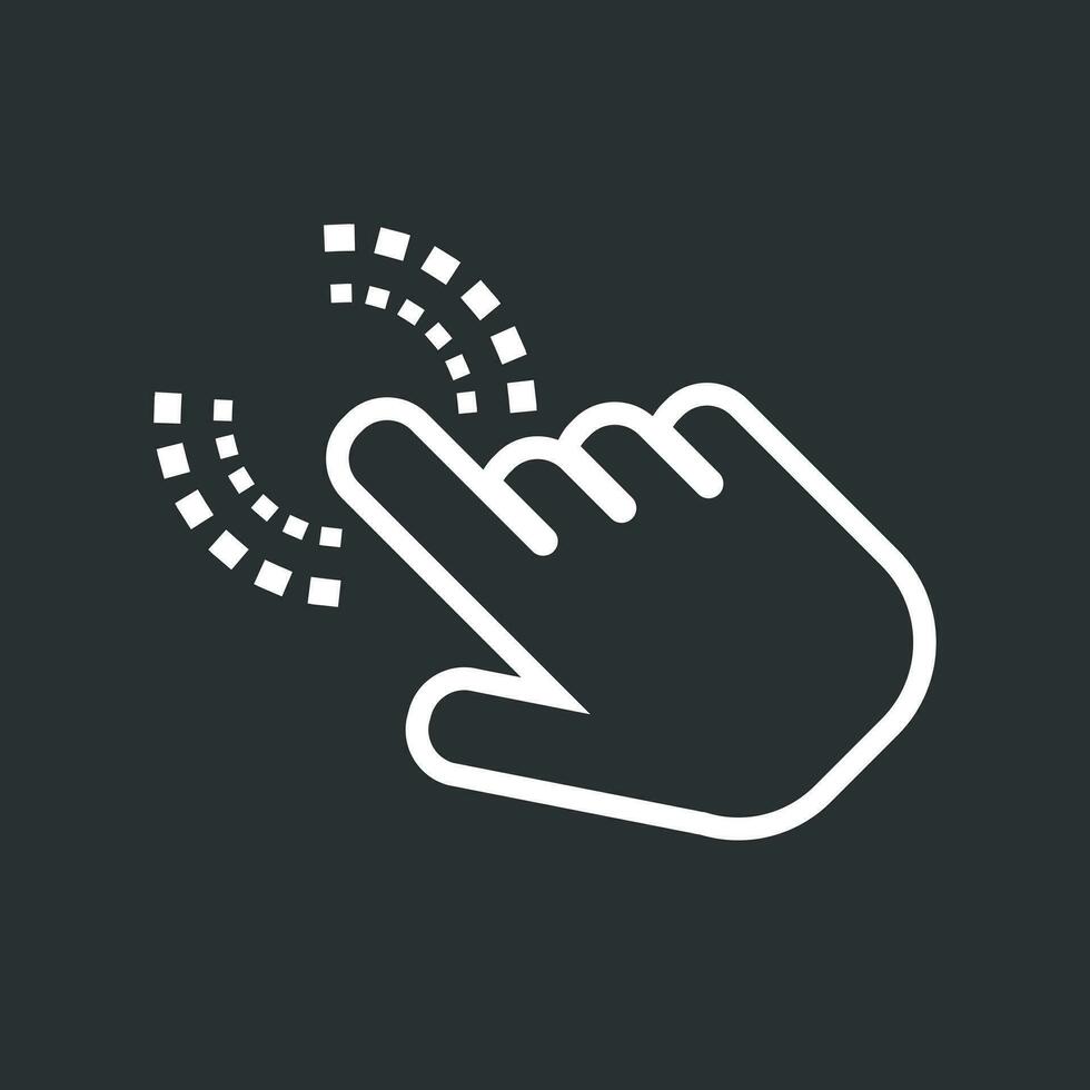 Click hand icon. Cursor finger sign flat vector. Illustration on black background. vector