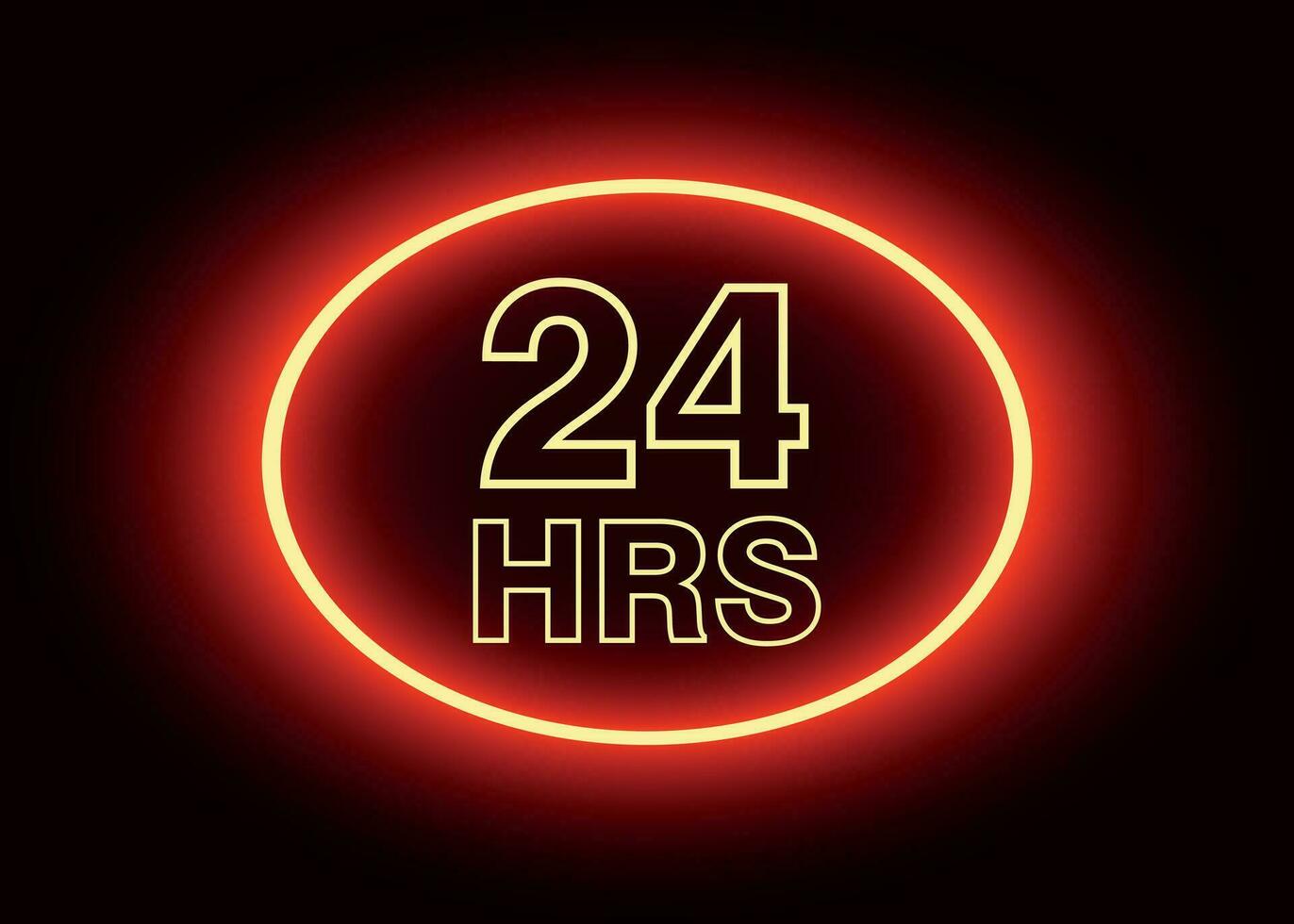 24 hours open sign, red neon billboard vector illustration 26164174