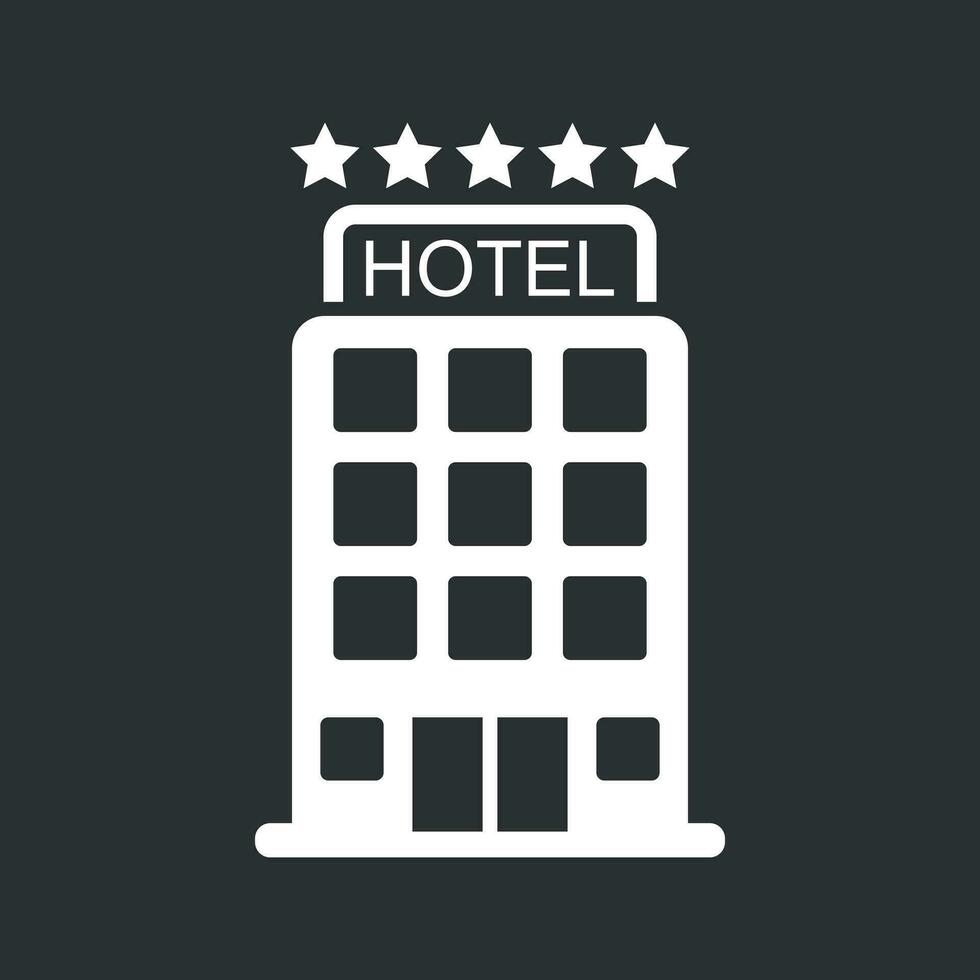 hotel icono aislado en negro antecedentes. sencillo plano pictograma para negocio, marketing, Internet concepto. de moda moderno vector símbolo para web sitio diseño o móvil aplicación