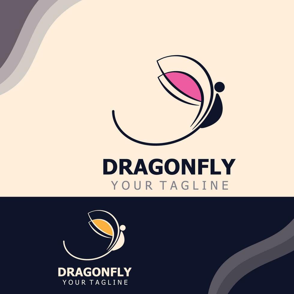 Dragonfly logo design modern and elegant minimalist color style monoline illustration vector
