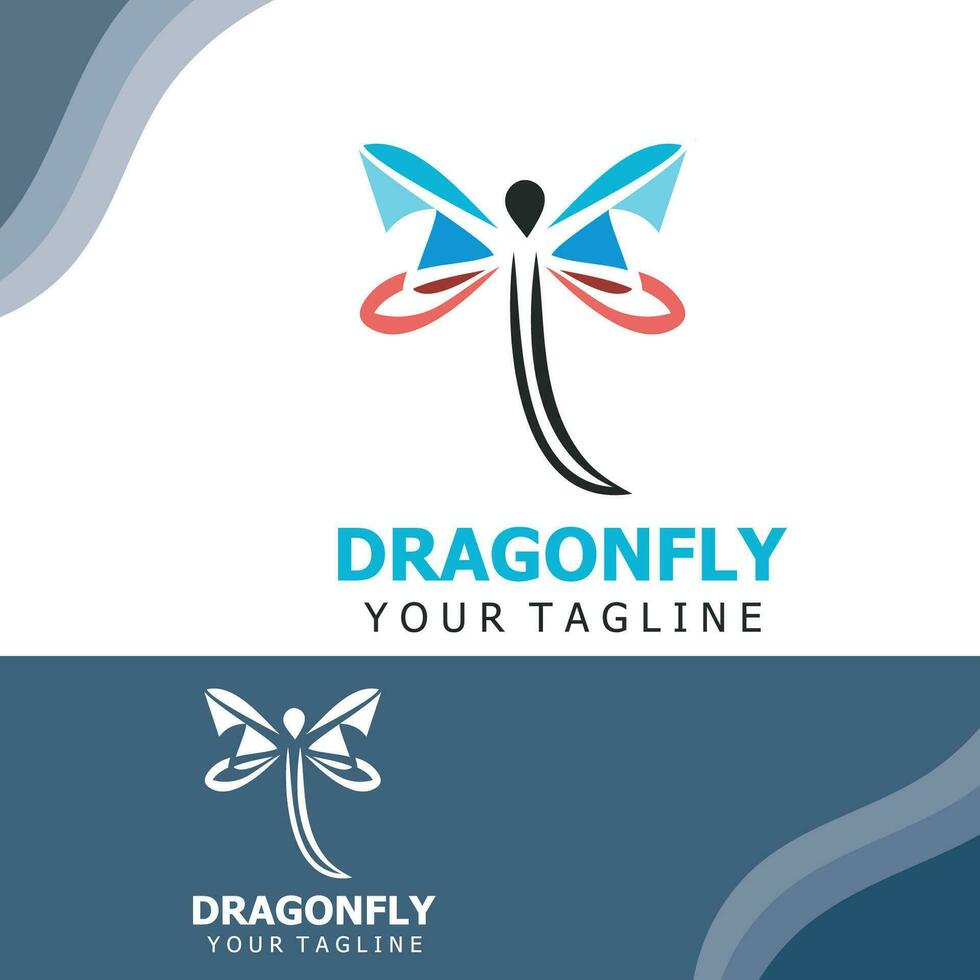 Dragonfly logo design modern and elegant minimalist color style monoline illustration vector