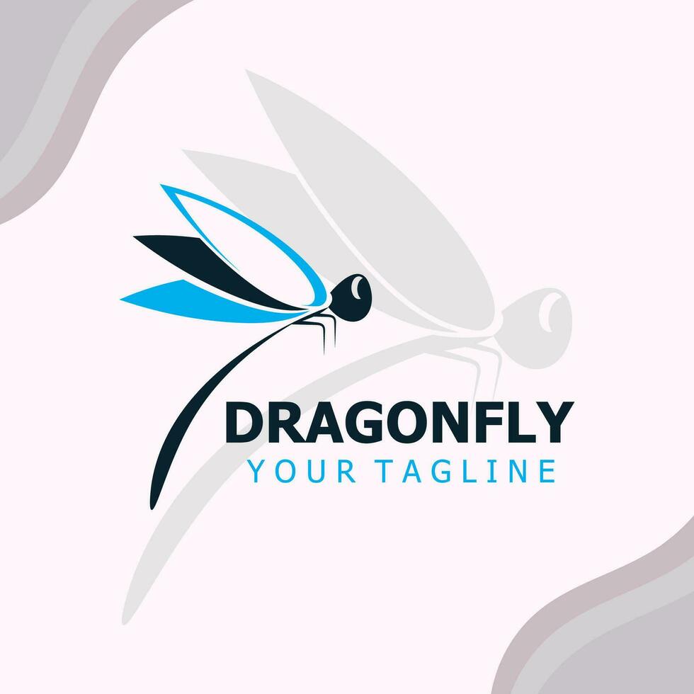 Dragonfly logo design modern and elegant minimalist color style monoline illustration vector