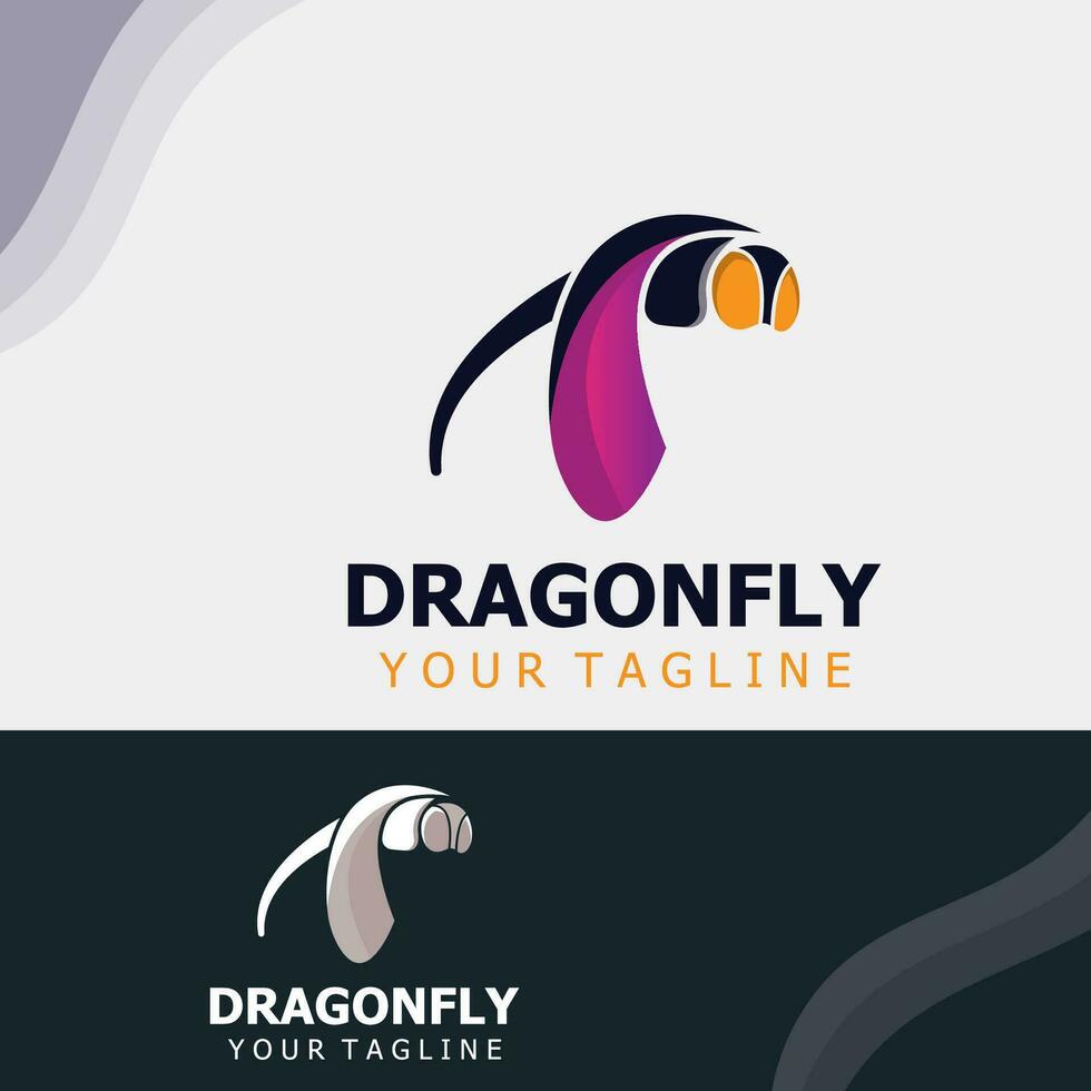 Dragonfly logo design modern and elegant minimalist color style monoline illustration vector