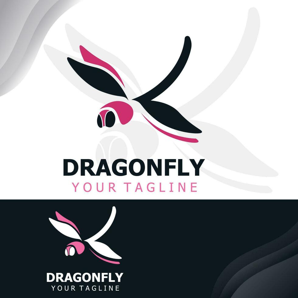 Dragonfly logo design modern and elegant minimalist color style monoline illustration vector