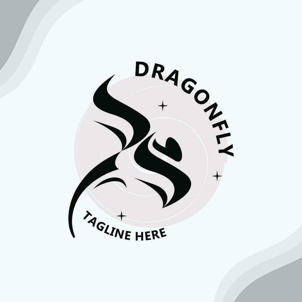 Dragonfly logo design modern and elegant minimalist color style monoline illustration vector