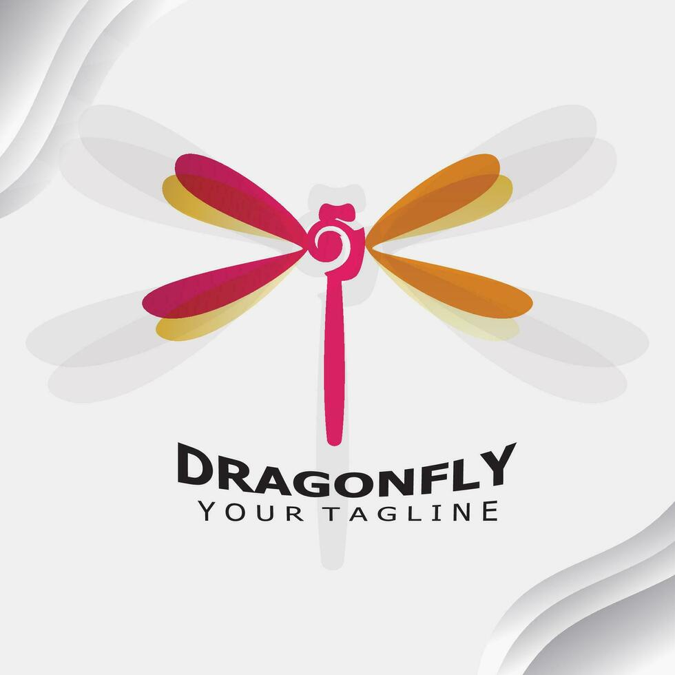 Dragonfly logo design modern and elegant minimalist color style monoline illustration vector