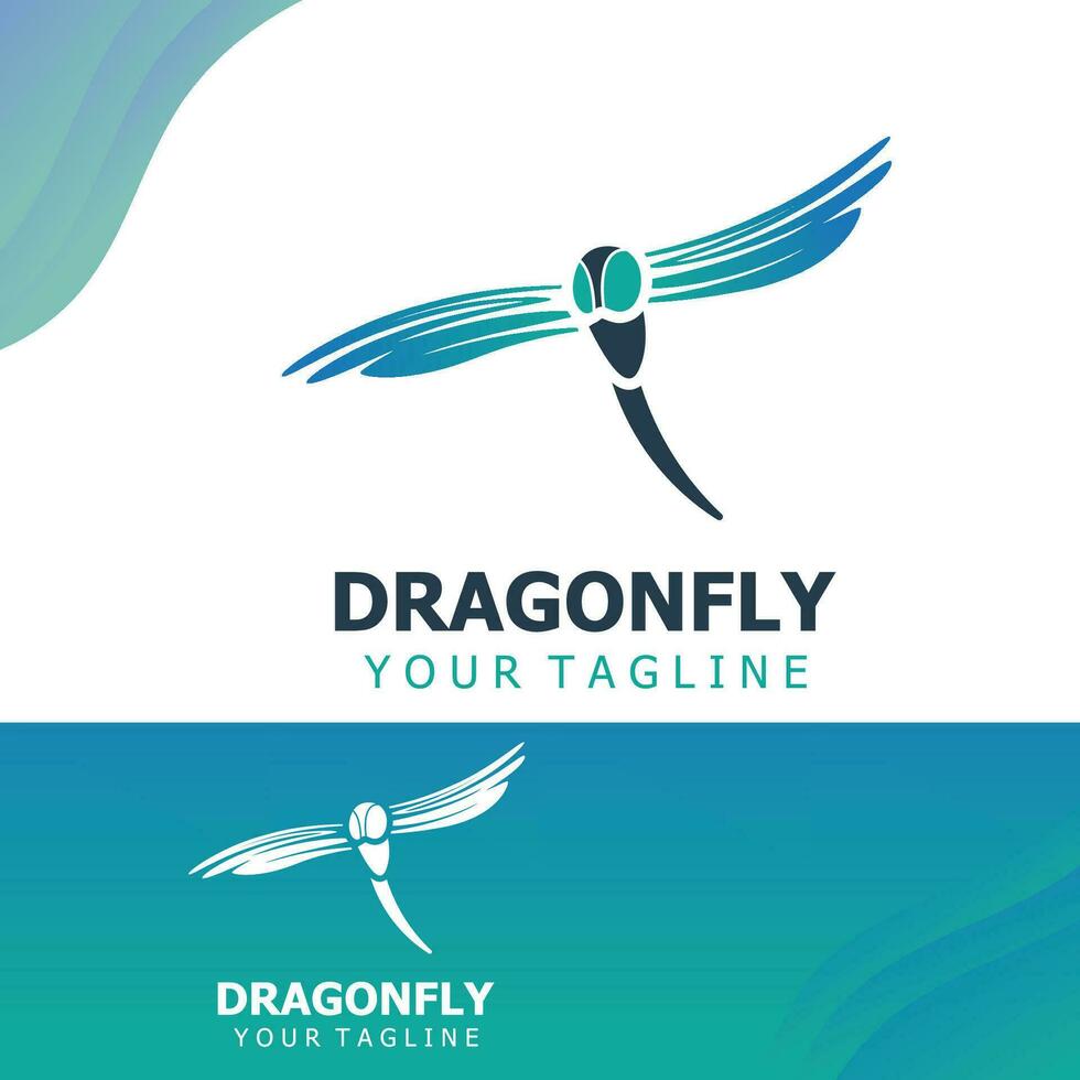 Dragonfly logo design modern and elegant minimalist color style monoline illustration vector