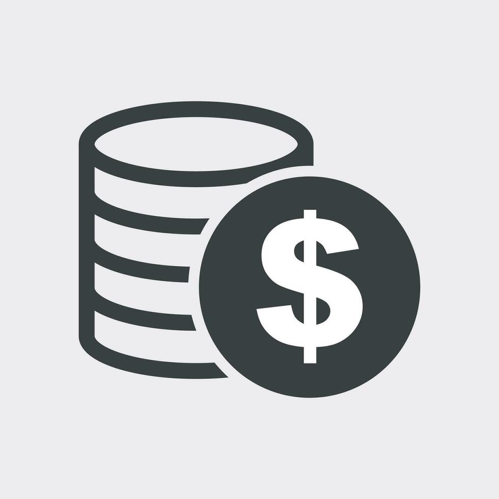 Money icon on white background. Coins vector illustration in flat style. Icons for design, website.