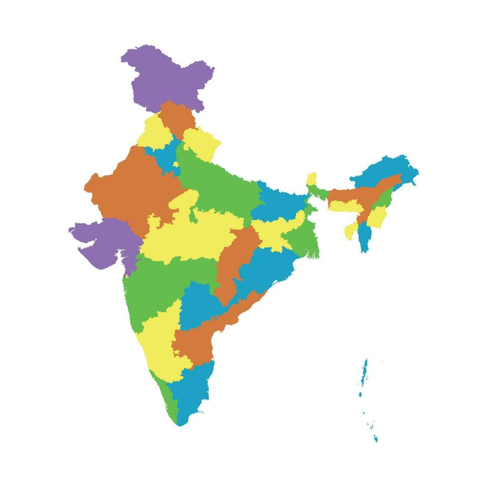 India map with federal states. Flat vector