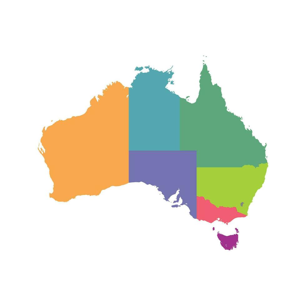 Australia mapa color con regiones. vector plano