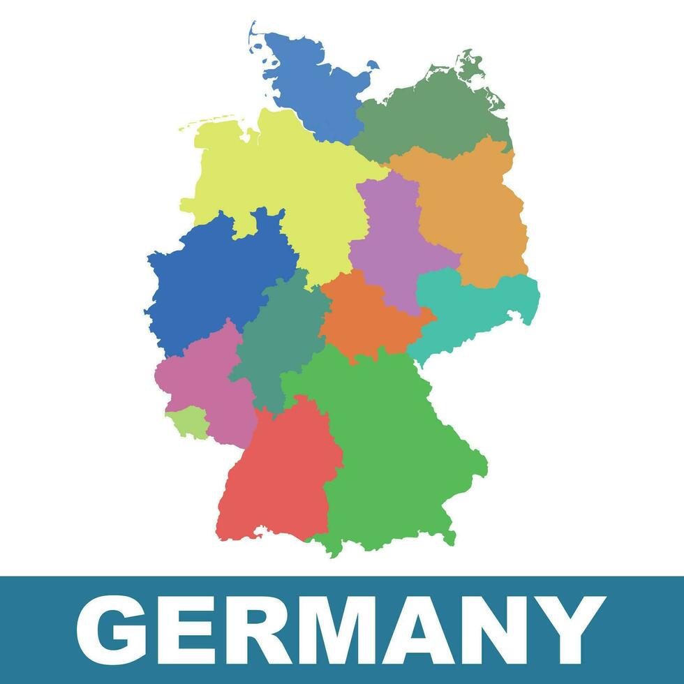 Germany map with federal states. Flat vector