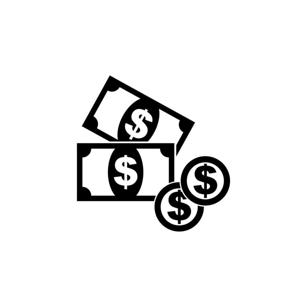 Money icon. Black coins flat vector illustration