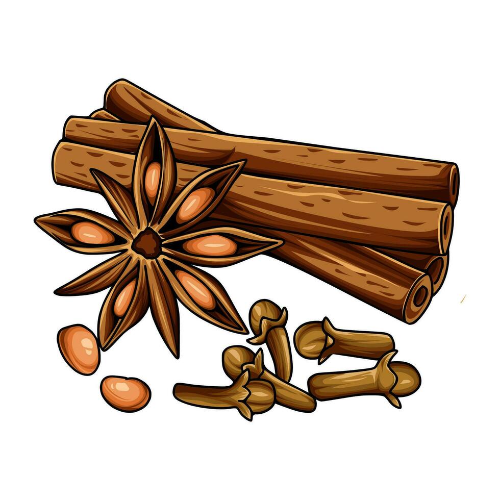 Spices with many benefits for the human body vector