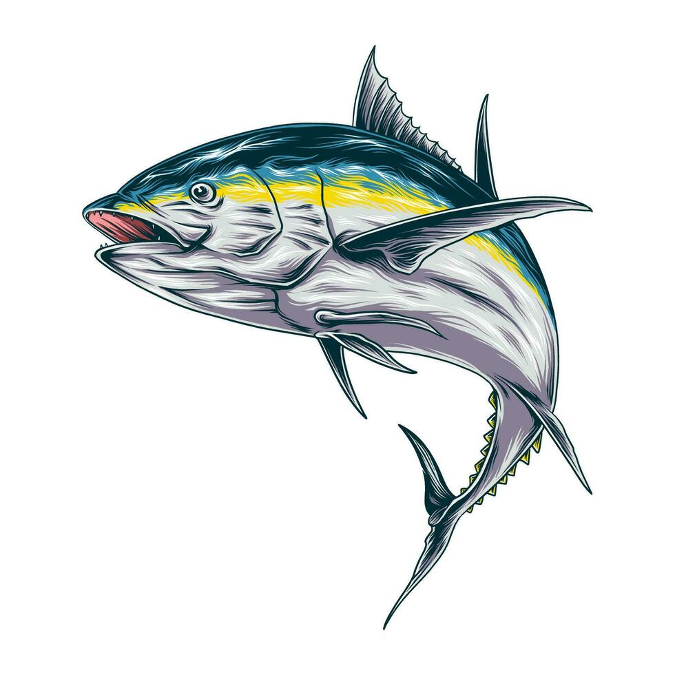 Yellow line tuna vector